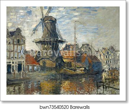 The Windmill on the Onbekende Gracht, Amsterdam by Claude Monet, Art Print