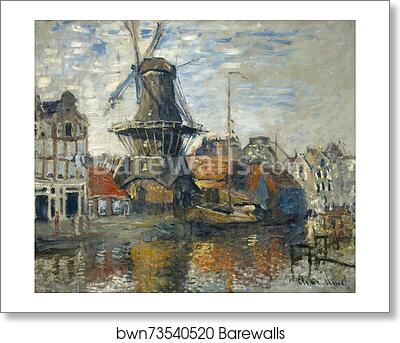 The Windmill on the Onbekende Gracht, Amsterdam by Claude Monet, Art Print The Windmill on the Onbekende Gracht, Amsterdam by Claude Monet, Art Print