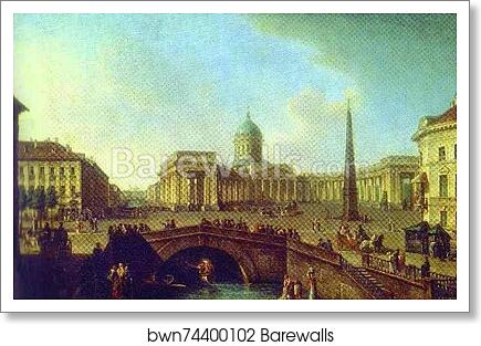 View of the Kazan Cathedral in St. Petersburg by Fedor Alekseev, Art Print