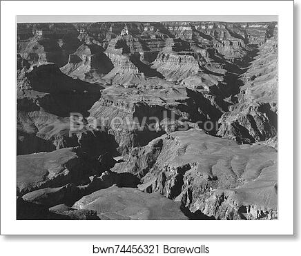 Canyon and ravine, "Grand Canyon National Park," Arizona.  Photographs of National Parks and Monuments, compiled 1941 - 1942, documenting the period ca. 1933 - 1942 by Ansel Adams (1902-1984), Art Print