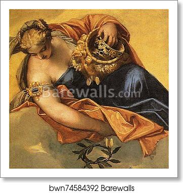 Juno Bestowing Her Gifts on Venice. Detail by Paolo Veronese, Art Print
