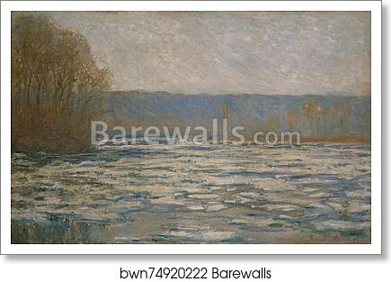 Ice breaking up on the Seine near Bennecourt by Claude Monet, Art Print