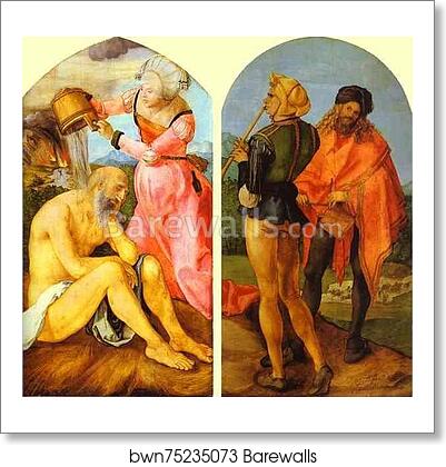 The Jabach Altarpiece. Job Castigated by His Wife. Piper and Drummer by Albrecht Dürer, Art Print The Jabach Altarpiece. Job Castigated by His Wife. Piper and Drummer by Albrecht Dürer, Art Print