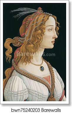 Idealized Portrait of a Lady (Portrait of Simonetta Vespucci as Nymph) by Sandro Botticelli, Art Print