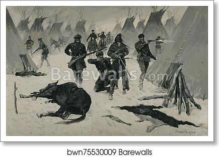 The Defeat of Crazy Horse by Frederic Remington, Art Print