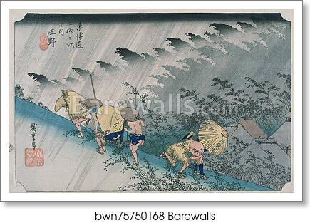  Shono from the Fifty-three Stations on Tokaido Highway, Hoeido version by Utagawa Hiroshige, Art Print