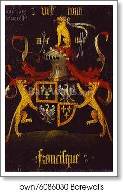 Francesco d'Este's Coat of Arms, the reverse side of the Portrait of Francesco d'Este by Rogier Van Der Weyden, Art Print Francesco d'Este's Coat of Arms, the reverse side of the Portrait of Francesco d'Este by Rogier Van Der Weyden, Art Print