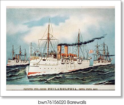 Protected steel cruiser Philadelphia, United States Navy by Currier & Ives, Art Print