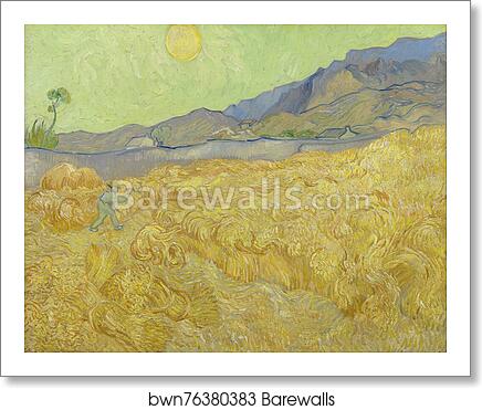 Wheatfield with a reaper by Vincent Van Gogh, Art Print