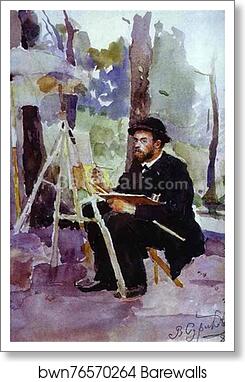 Portrait of the Artist I. S. Ostroukhov at Work by Vasily Surikov, Art Print Portrait of the Artist I. S. Ostroukhov at Work by Vasily Surikov, Art Print