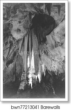 79-AAW-19 Onyx drapes in the Papoose Room. Carlsbad Caverns 1942 by Ansel Adams (1902-1984), Art Print