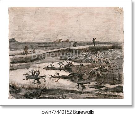 Landscape with Bog Trunks (Travaux aux Champs) by Vincent Van Gogh, Art Print