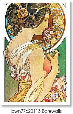 Polyanthus by Alphonse Mucha, Art Print