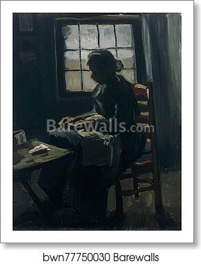 Woman sewing by Vincent Van Gogh, Art Print