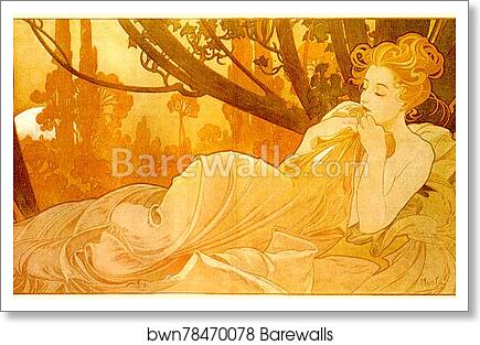 Dusk by Alphonse Mucha, Art Print