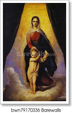 Madonna with Child by Feodor Bruni, Art Print