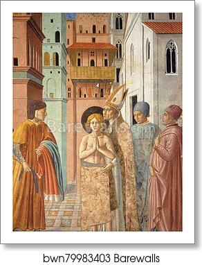 Renunciation of Worldly Goods and The Bishop of Assisi Dresses St. Francis by Benozzo Gozzoli, Art Print
