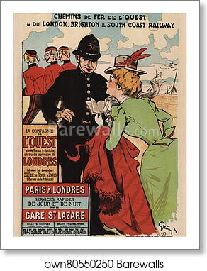 La Cie de l'Ouest : "Paris-Londres" by Jules-Alexandre Grün, Art Print