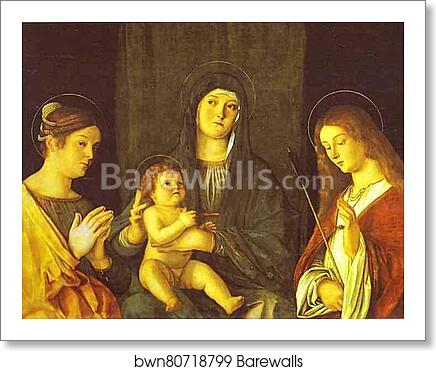 Madonna and Child between SS. Catherine and Ursula by Giovanni Bellini, Art Print
