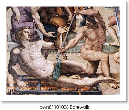 Martyrdom of St. Lawrence. Detail by Agnolo Bronzino, Art Print
