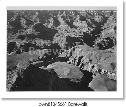 Canyon and ravine, "Grand Canyon National Park," Arizona.  Photographs of National Parks and Monuments, compiled 1941 - 1942, documenting the period ca. 1933 - 1942 by Ansel Adams (1902-1984), Art Print