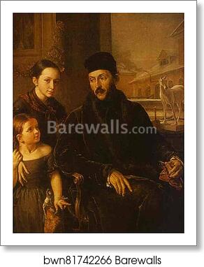 Portrait of D. P. Voyeikov with His Daughter and the Governess Miss Sorock by Vasily Tropinin, Art Print