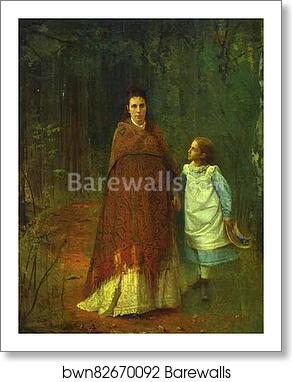 In the Park. Portrait of the Artist's Wife and Daughter by Ivan Kramskoy, Art Print In the Park. Portrait of the Artist's Wife and Daughter by Ivan Kramskoy, Art Print