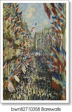 The Rue Montorgueil in Paris. Celebration of June 30, 1878 by Claude Monet, Art Print