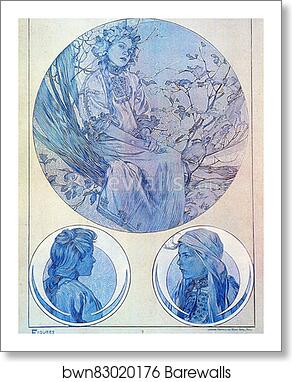 Figures Decoratives by Alphonse Mucha, Art Print
