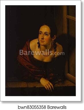 Woman in the Window (Wife of a Treasurer) by Vasily Tropinin, Art Print