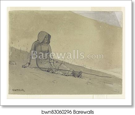 Girl Seated on a Hillside by Winslow Homer, Art Print