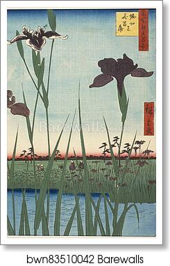 Horikiri Iris Garden (Horikiri no hanash�?bu), from the series One Hundred Famous Views of Edo (Meisho Edo hyakkei) by Utagawa Hiroshige, Art Print