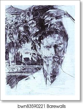 Portrait of Doctor Fiodor Usoltsev with an Icon in the Background by Mikhail Vrubel, Art Print Portrait of Doctor Fiodor Usoltsev with an Icon in the Background by Mikhail Vrubel, Art Print