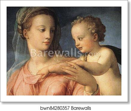 The Madonna and Child with the Infant St.John the Baptist. Detail by Agnolo Bronzino, Art Print