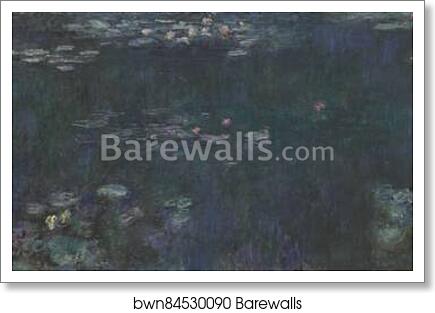 The Water Lilies - Green Reflections by Claude Monet, Art Print
