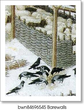 Les trÄ�s riches heures du Duc de Berry. February. Detail by Limbourg Brothers, Art Print
