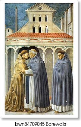 Vision of St. Dominic and Meeting of St. Francis and St. Dominic. Detail by Benozzo Gozzoli, Art Print Vision of St. Dominic and Meeting of St. Francis and St. Dominic. Detail by Benozzo Gozzoli, Art Print