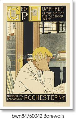 La librairie "The Old Book Man" by M. Louise Stowell, Art Print