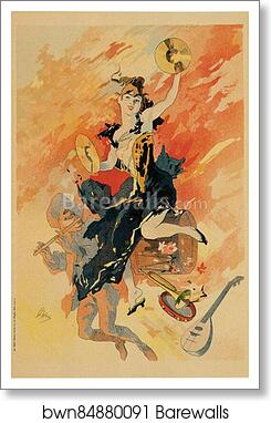 Deuxième panneau sans texte : "La Musique" by Jules Chéret, Art Print Deuxième panneau sans texte : "La Musique" by Jules Chéret, Art Print