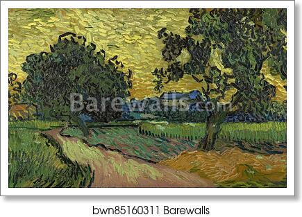 Landscape at twilight by Vincent Van Gogh, Art Print