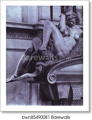Tomb of Giuliano de' Medici. Detail. Night by Michelangelo, Art Print Tomb of Giuliano de' Medici. Detail. Night by Michelangelo, Art Print