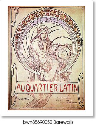 Au Quartier Latin Numéro Exceptionnel Noël  by Alphonse Mucha, Art Print Au Quartier Latin Numéro Exceptionnel Noël  by Alphonse Mucha, Art Print