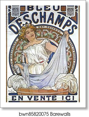 Bleu Deschamps by Alphonse Mucha, Art Print