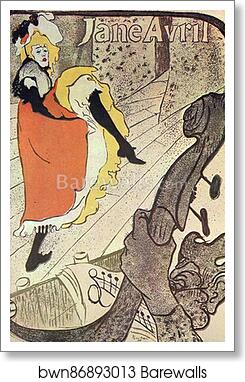 Poster: Jane Avril at the Jardin de Paris by Henri De Toulouse-Lautrec, Art Print