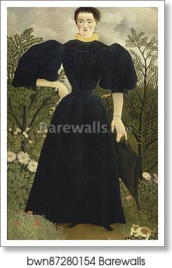 Portrait de Madame M.Portrait of Madame M; by Henri Rousseau, Art Print