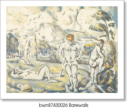 The bathers (large plate) by Paul Cézanne, Art Print