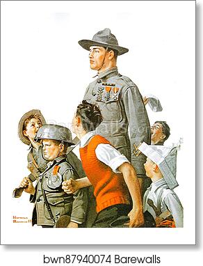 Soldier and comrads by Norman Rockwell, Art Print