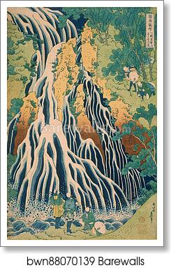 Pilgrims at Kirifuri Waterfall on Mount Kurokami in Shimotsuke Province by Katsushika Hokusai, Art Print