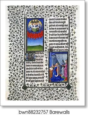 The Belles Heures of Jean de France, Duke de Berry. Page with Duchess de Berry Praying by Limbourg Brothers, Art Print