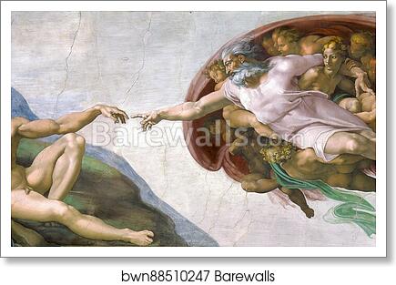 Creation of Adam by Michelangelo, Art Print